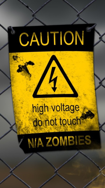 Fondo de pantalla Caution Zombies, High voltage do not touch 360x640