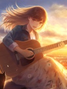 Das Anime Girl with Guitar Wallpaper 132x176