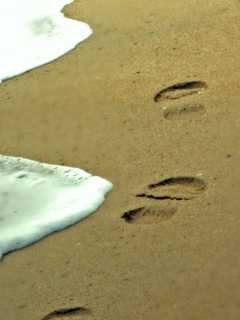 Fondo de pantalla Footprints On Sand 240x320