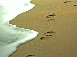 Sfondi Footprints On Sand 320x240