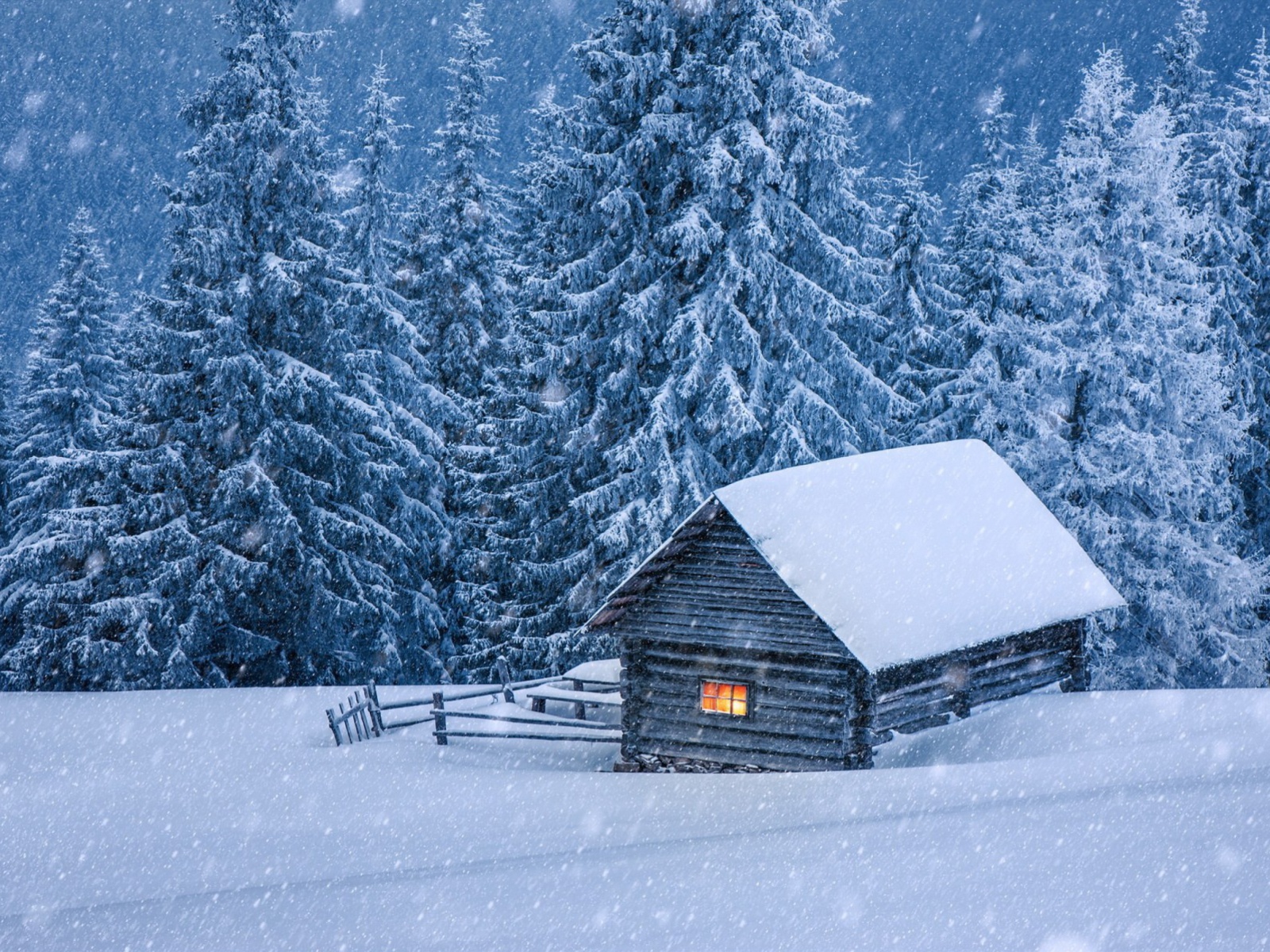 House in winter forest screenshot #1 1600x1200