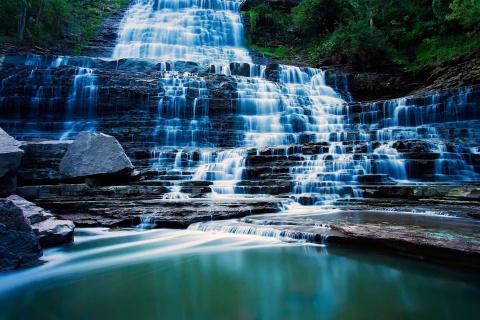 Albion Falls cascade waterfall in Hamilton, Ontario, Canada wallpaper 480x320