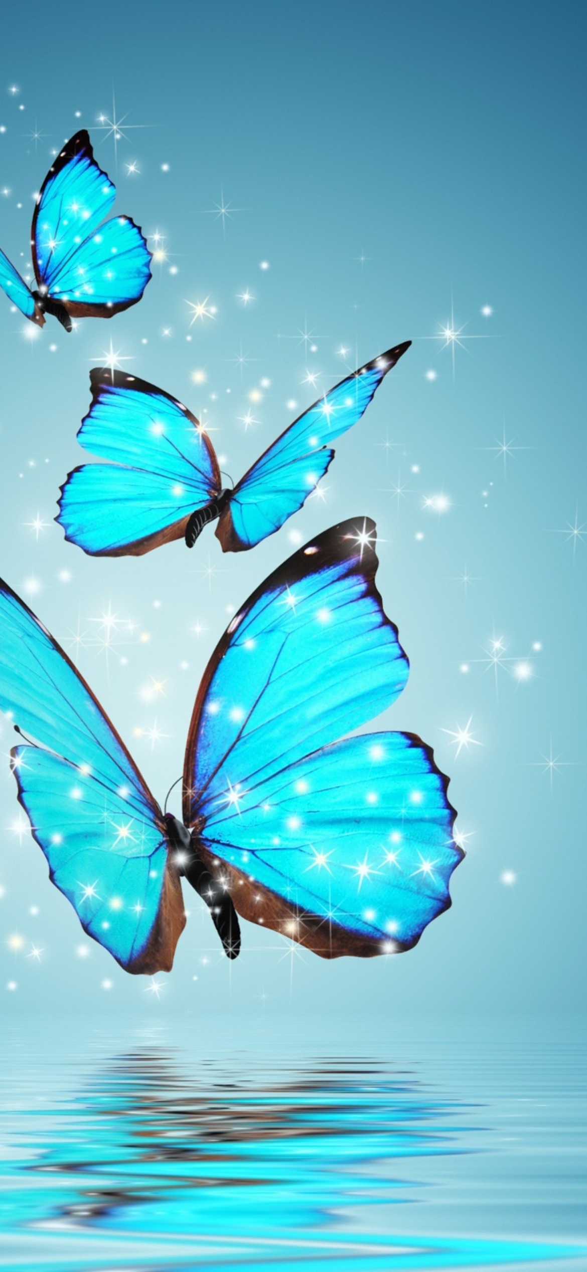 Screenshot №1 pro téma Blue Butterflies 1170x2532