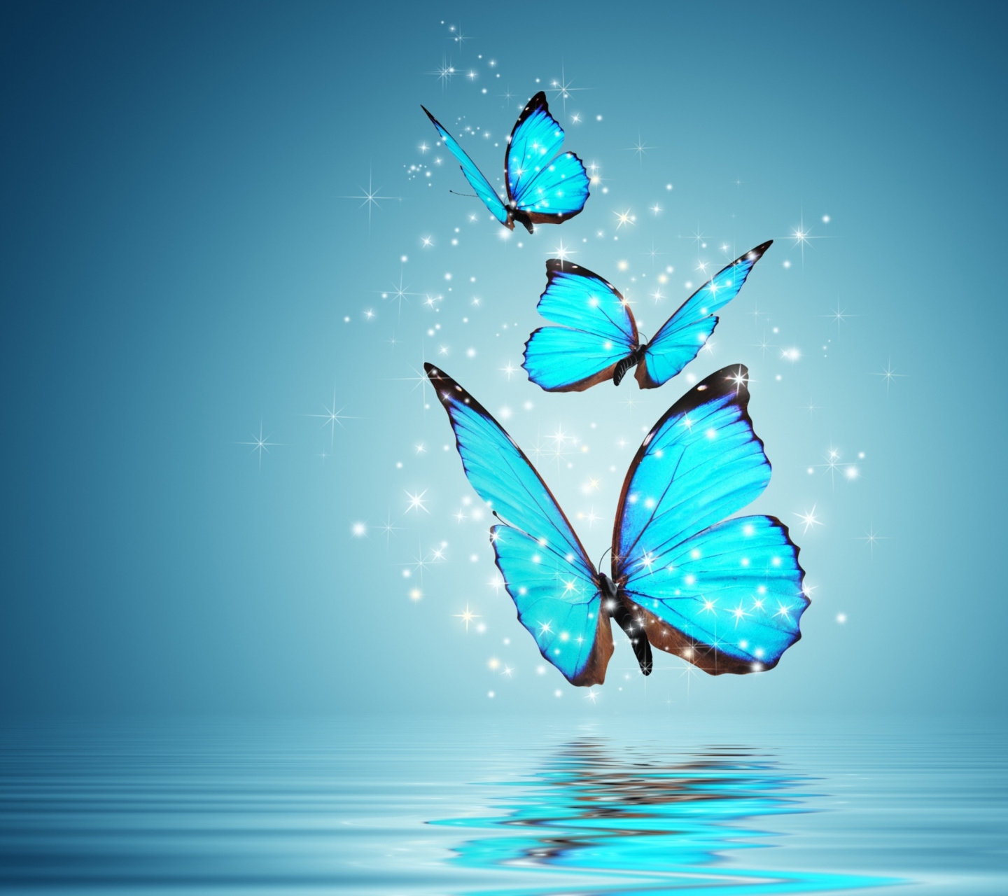 Screenshot №1 pro téma Blue Butterflies 1440x1280