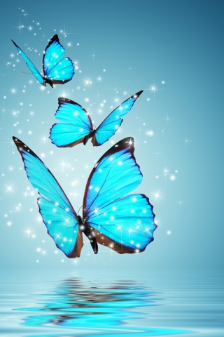 Das Blue Butterflies Wallpaper 320x480