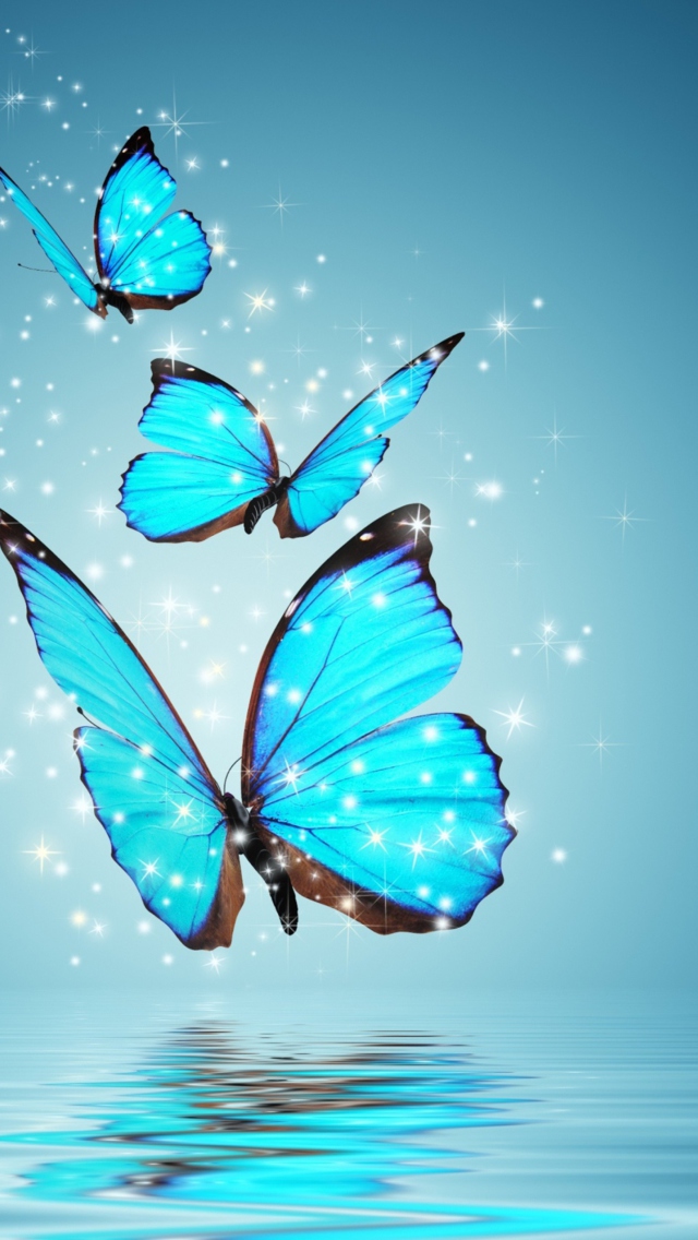 Blue Butterflies wallpaper 640x1136