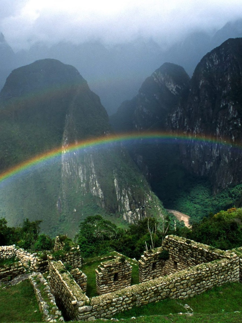 Fondo de pantalla Rainbow Over Machu Picchu 480x640