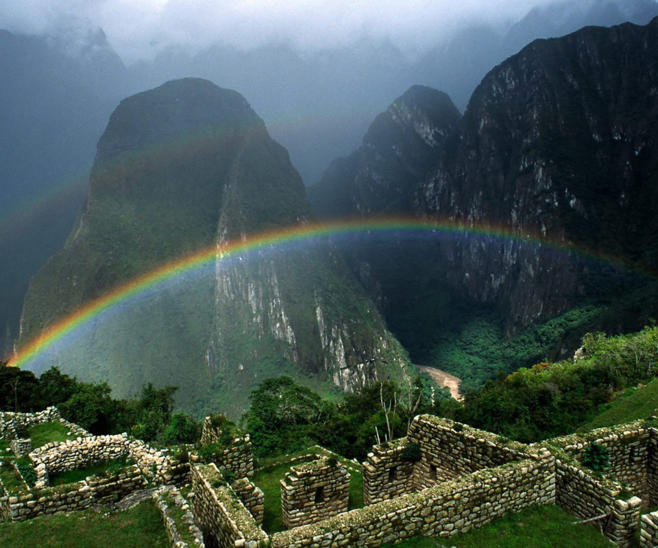 Rainbow Over Machu Picchu wallpaper 960x800