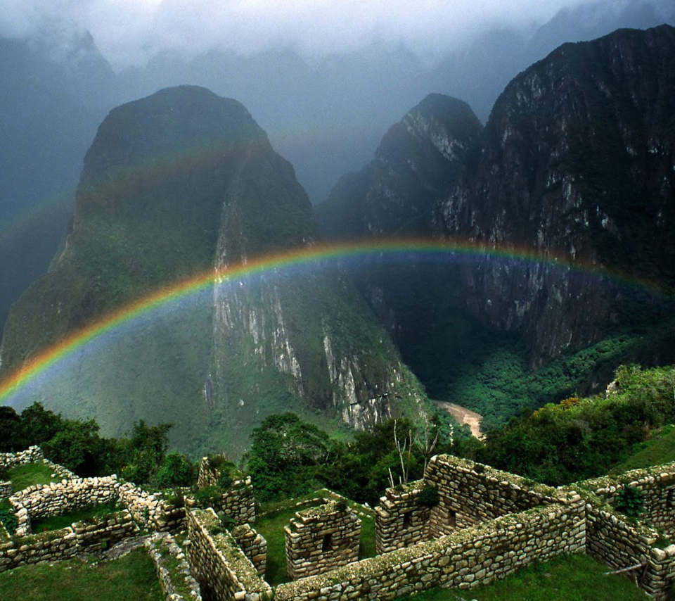 Das Rainbow Over Machu Picchu Wallpaper 960x854