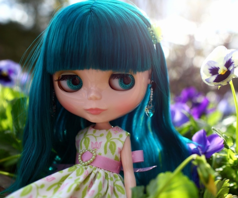 Fondo de pantalla Doll With Blue Hair 480x400