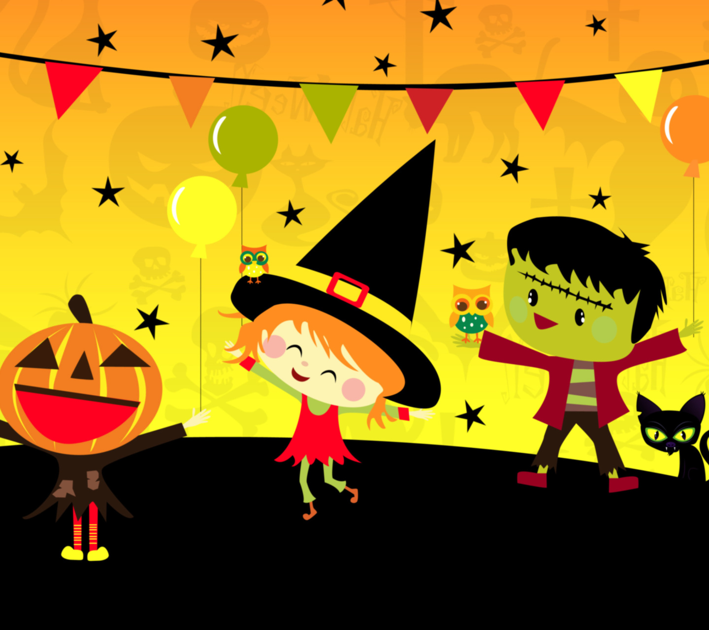 Fondo de pantalla Halloween Trick or treating Party 1440x1280