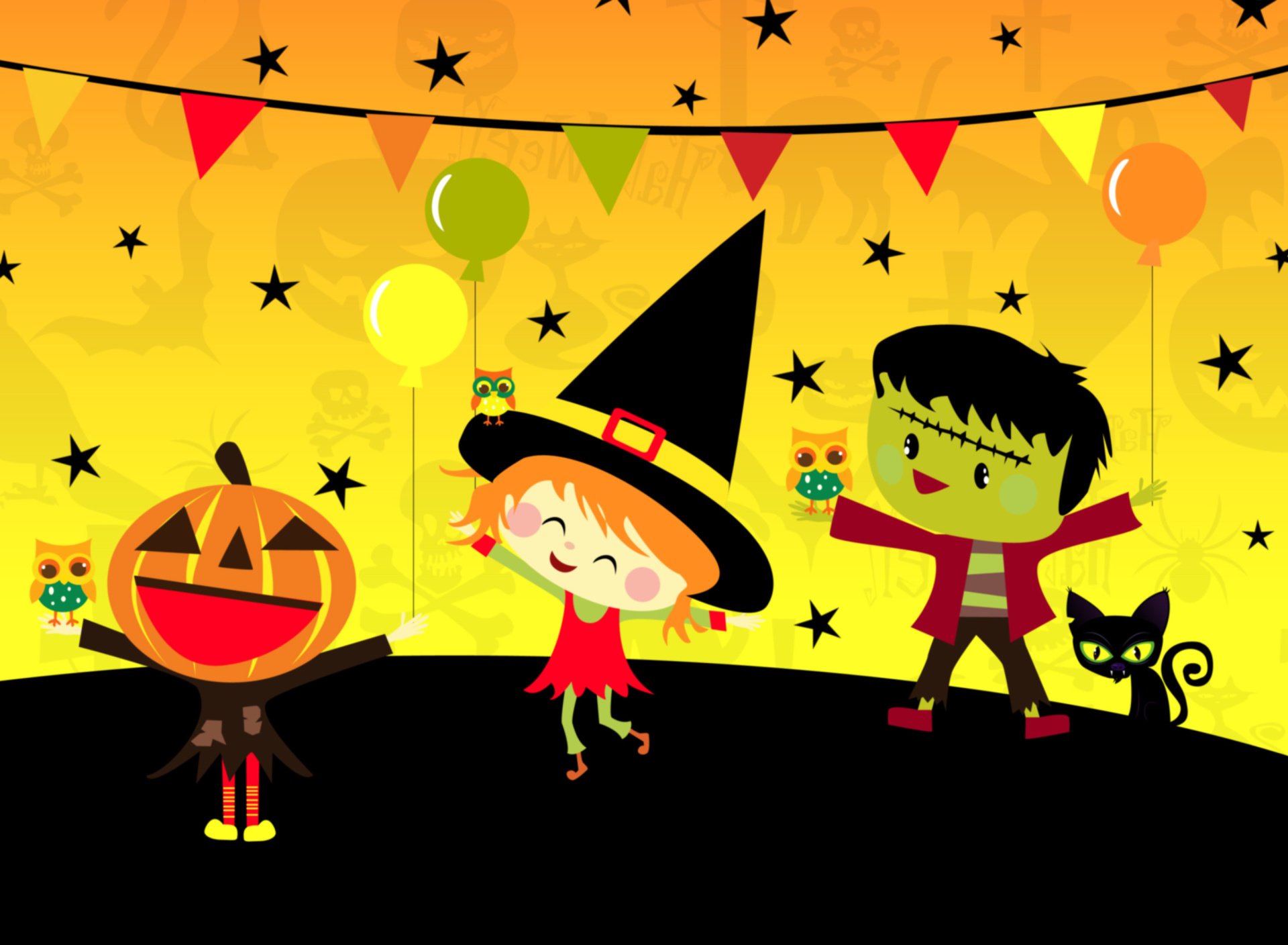 Das Halloween Trick or treating Party Wallpaper 1920x1408