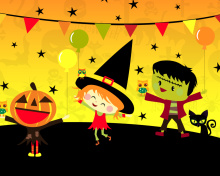 Das Halloween Trick or treating Party Wallpaper 220x176