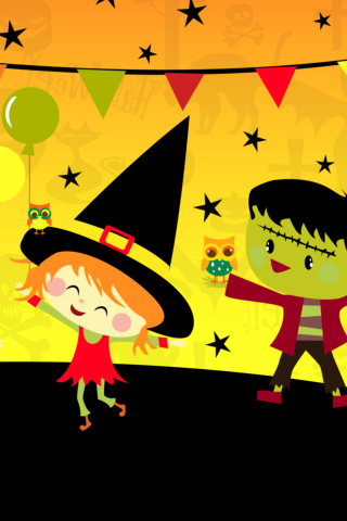 Das Halloween Trick or treating Party Wallpaper 320x480