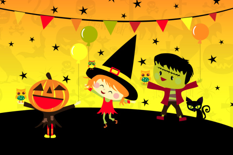 Das Halloween Trick or treating Party Wallpaper 480x320