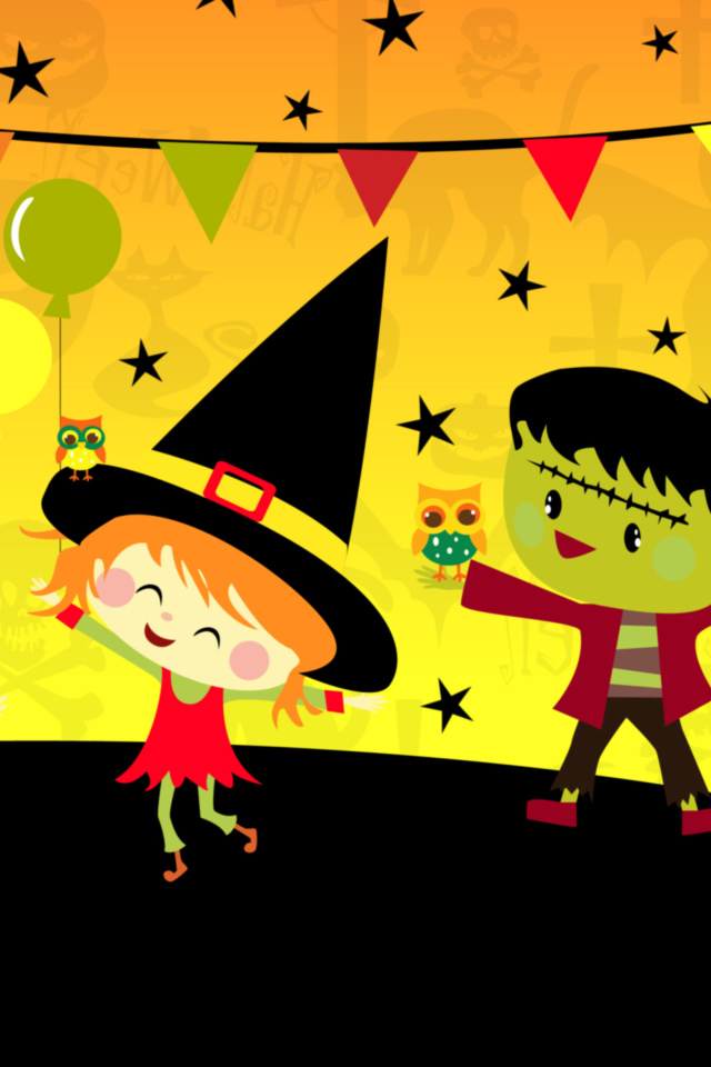 Fondo de pantalla Halloween Trick or treating Party 640x960