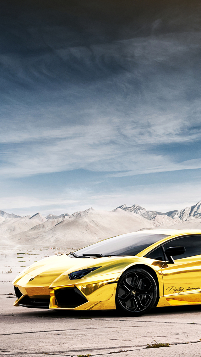 Обои Lamborghini Yellow Glance 640x1136