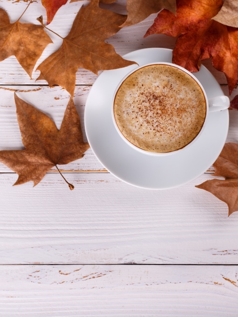 Screenshot №1 pro téma Cozy autumn morning with a cup of hot coffee 480x640