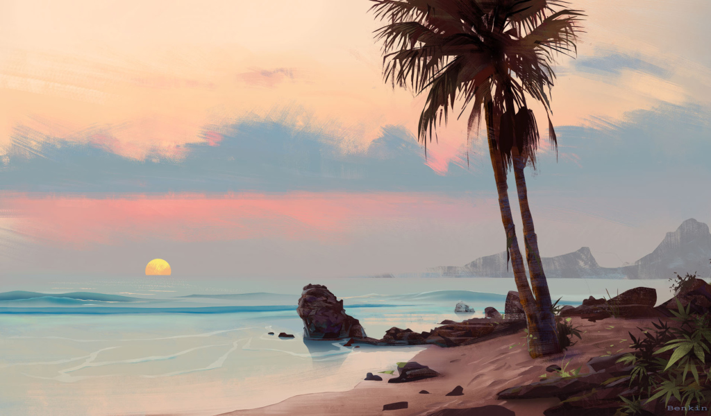 Fondo de pantalla Tropical Painting 1024x600