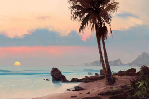 Tropical Painting wallpaper 480x320