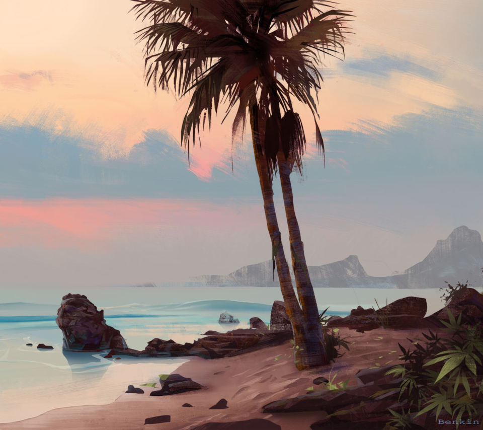 Обои Tropical Painting 960x854