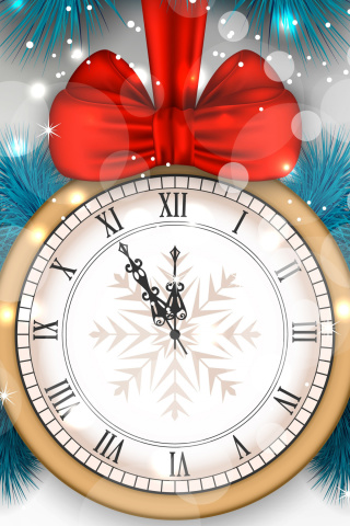 Обои New Year Clock 320x480