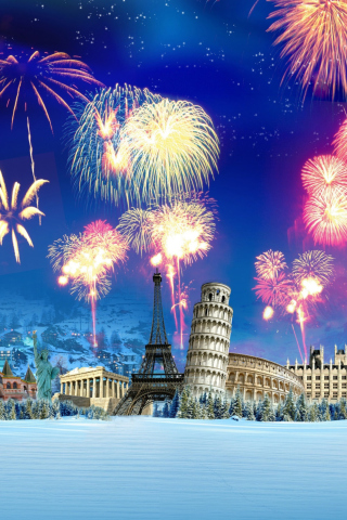Das World Fireworks Wallpaper 320x480