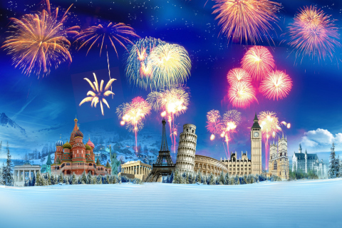 Das World Fireworks Wallpaper 480x320