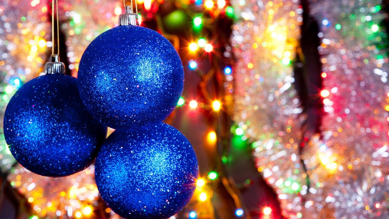 Blue Christmas Tree Balls wallpaper 1280x720