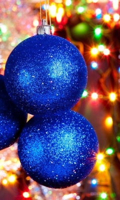 Das Blue Christmas Tree Balls Wallpaper 240x400