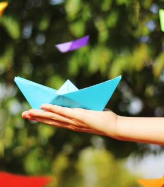 Blue Origami Boat sfondi gratuiti per iPhone 6 Plus