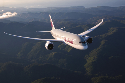 Das Qatar Airways - Boeing 787 Wallpaper 480x320