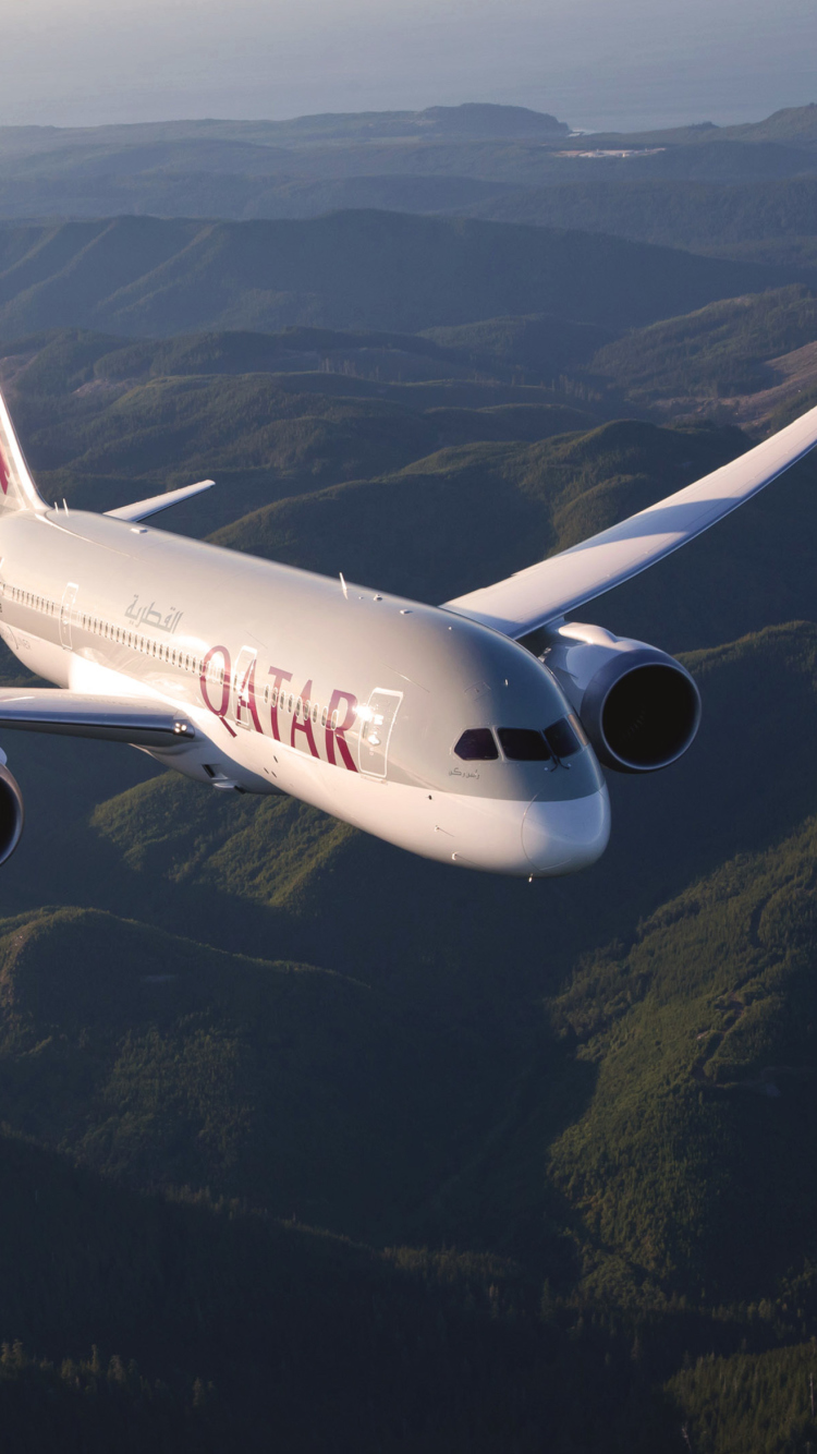 Sfondi Qatar Airways - Boeing 787 750x1334