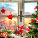 Обои Christmas Window Home Decor 128x128