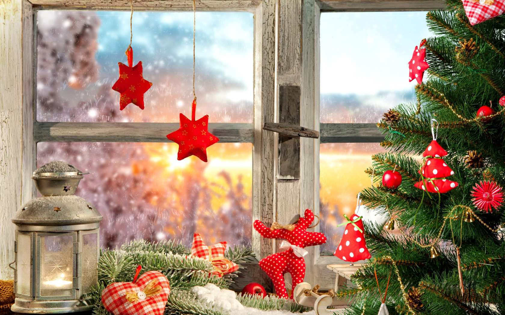 Das Christmas Window Home Decor Wallpaper 1680x1050