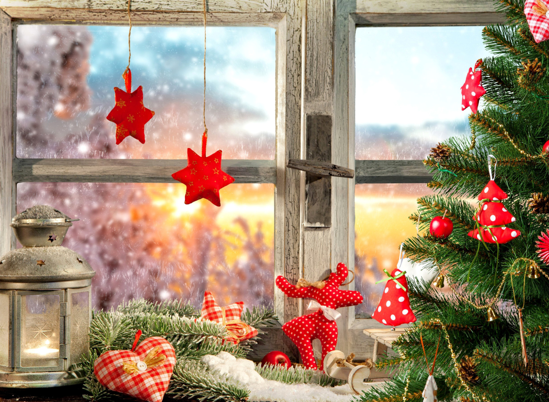 Fondo de pantalla Christmas Window Home Decor 1920x1408