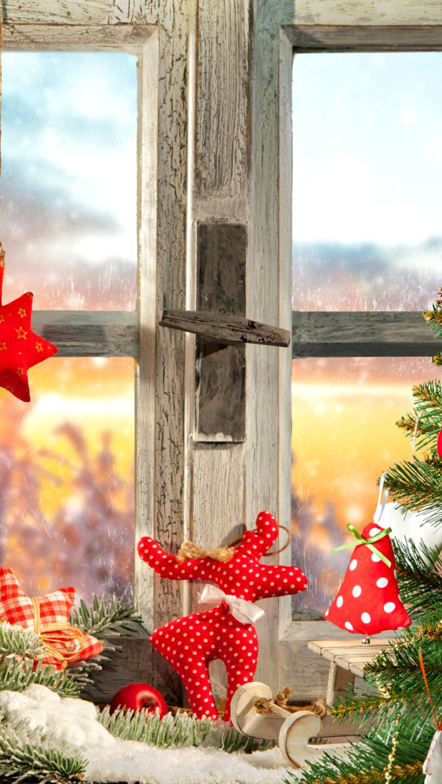 Fondo de pantalla Christmas Window Home Decor 640x1136