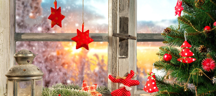 Das Christmas Window Home Decor Wallpaper 720x320