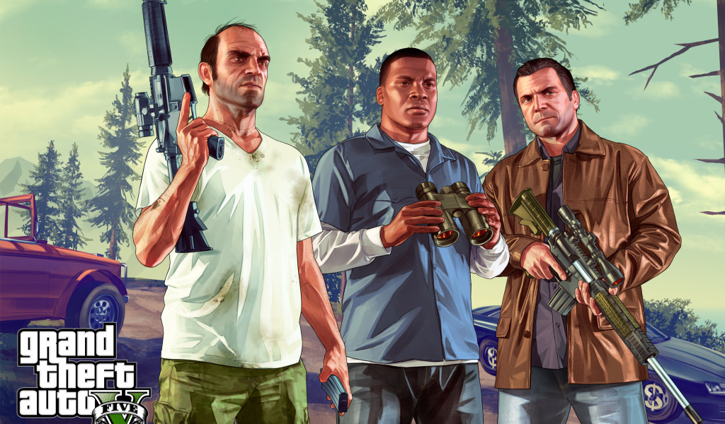 Обои Grand Theft Auto V Gangsters 1024x600