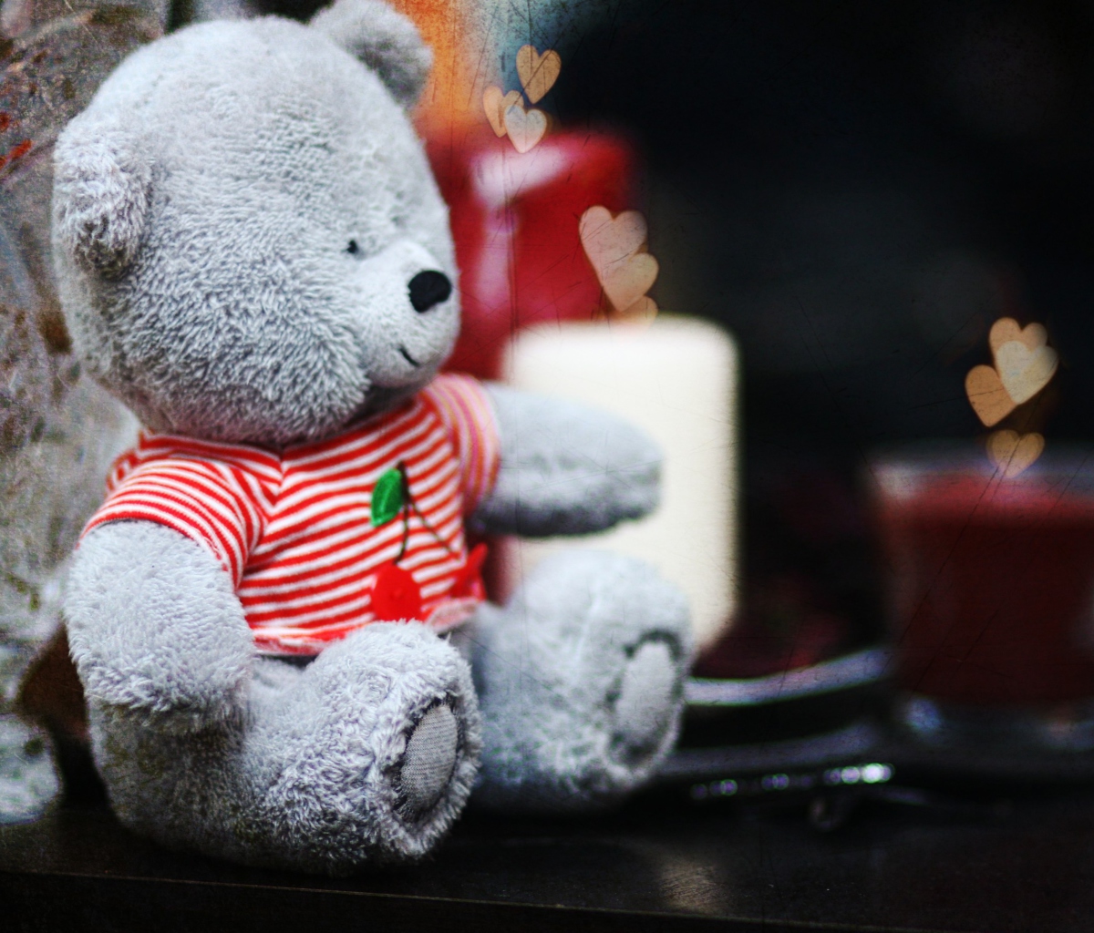 Обои Lovely Grey Teddy Bear 1200x1024