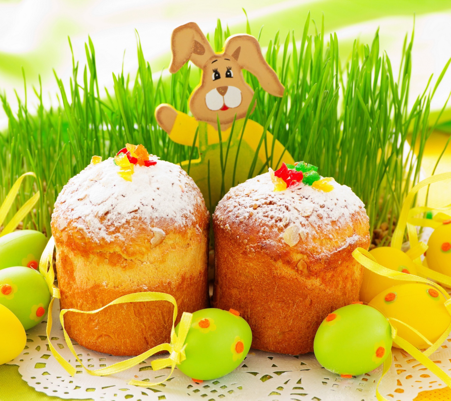 Das Easter Wish and Eggs Wallpaper 1440x1280