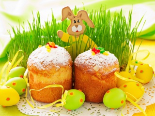 Обои Easter Wish and Eggs 320x240