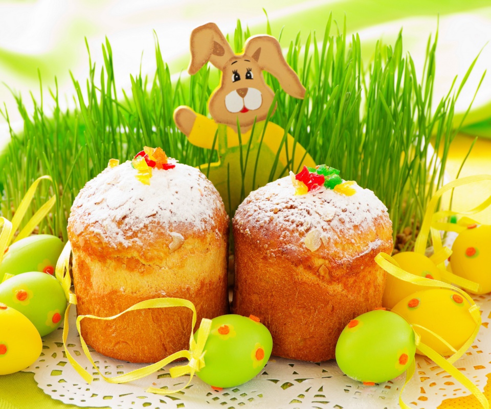 Обои Easter Wish and Eggs 960x800