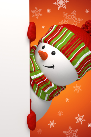 Snowman Waiting For New Year wallpaper 320x480