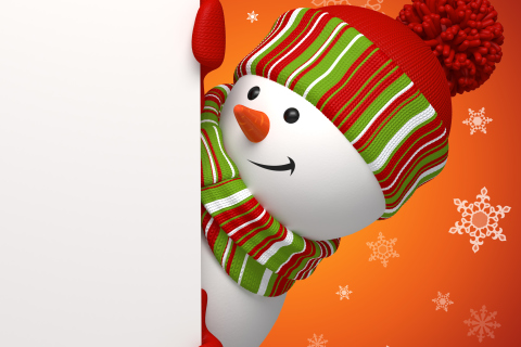Обои Snowman Waiting For New Year 480x320