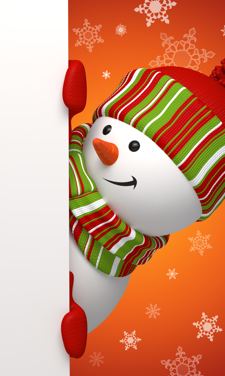 Snowman Waiting For New Year wallpaper 768x1280