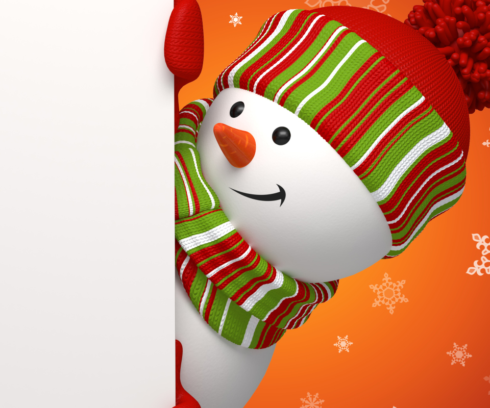 Snowman Waiting For New Year wallpaper 960x800