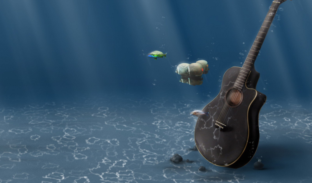 Fondo de pantalla Underwater Guitar 1024x600