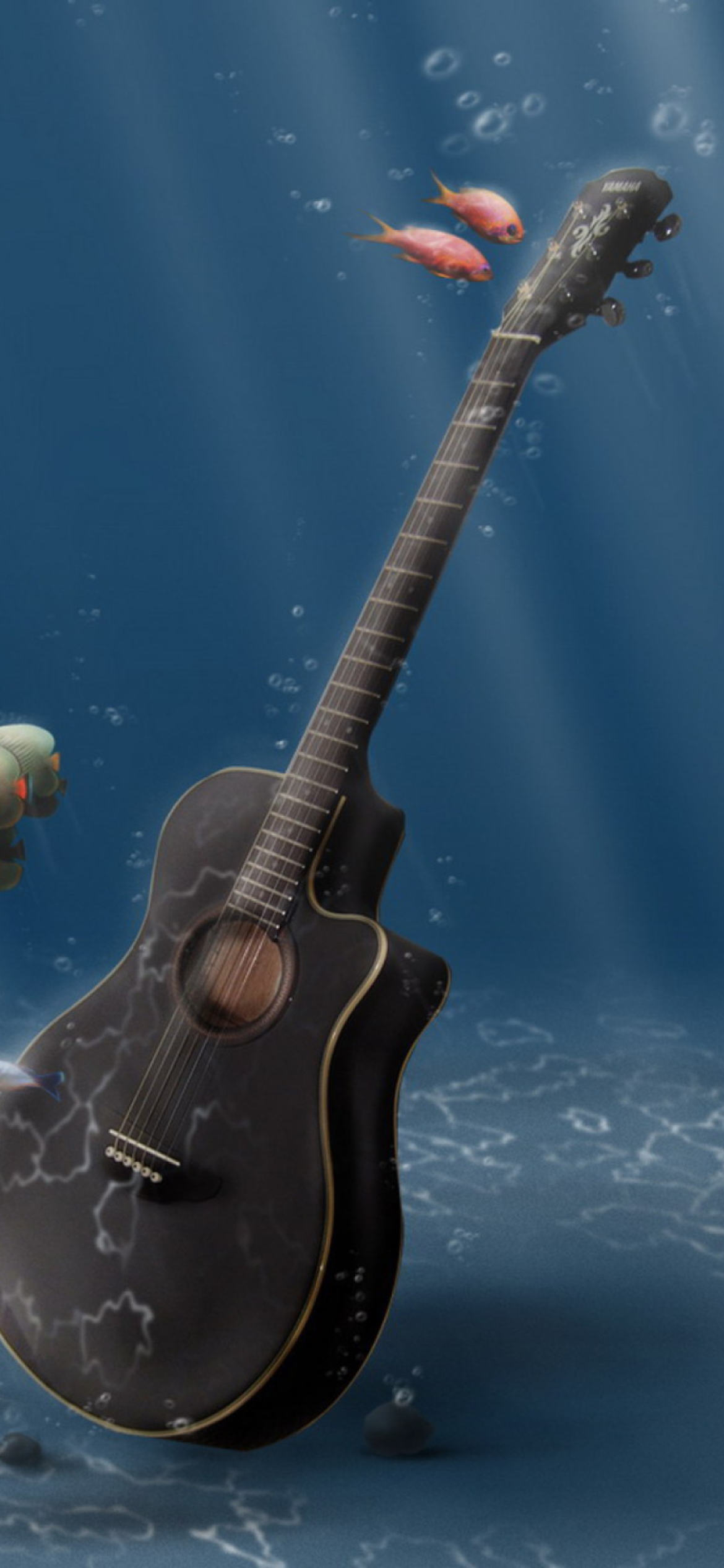 Das Underwater Guitar Wallpaper 1170x2532