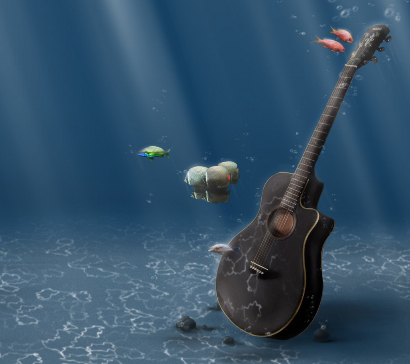 Das Underwater Guitar Wallpaper 1440x1280